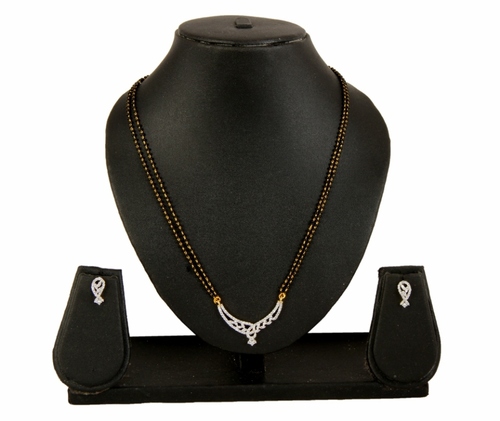 Adoreva Cz Stone Black White Green Mangalsutra For Women Weight: 11 Grams (G)