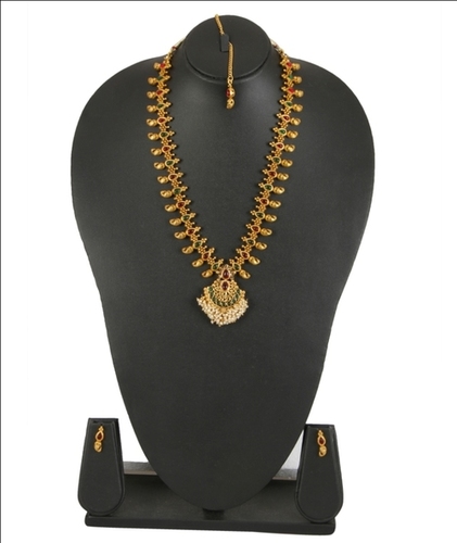 Sparkling Pearl Alloy Jewelry Set - 50 cm Necklace, 2.25 cm Earrings | Dazzling CZ Stones, Perfect for Weddings and Parties
