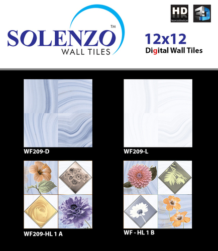 Decorative Wall Tiles - Ceramic 12x12 Inches Light Blue, 8mm Thick | Lightweight, Glossy Finish, Durable, Mesmerizing Design
