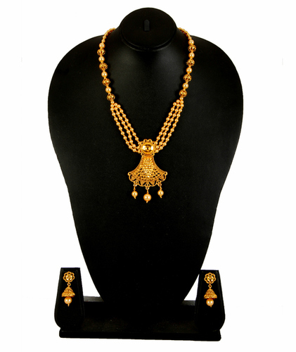 Party Adoreva Gold White Pearl Alloy Necklace Earring Set For Women