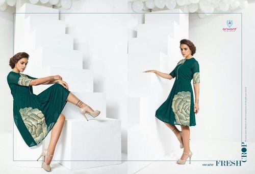 Dark Green Georgette Kurti