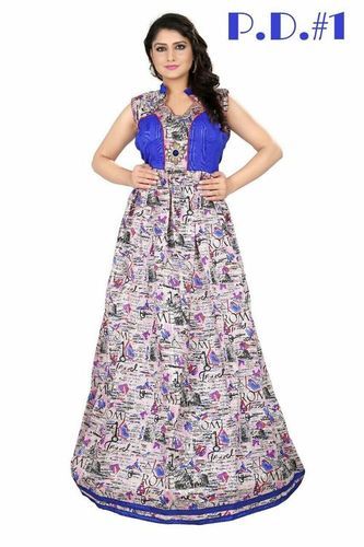 Bhagalpuri Print Designer Fancy Party Wear Gown