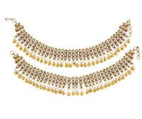 Party Adoreva Bollywood Style Traditional White Coloured Pair Of Gold Anklets Payal For Women