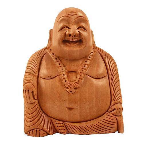 Wooden Laughing Buddha