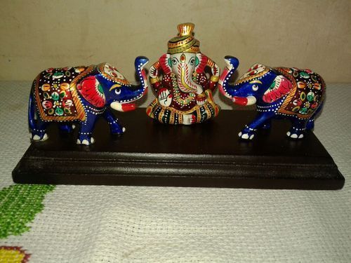 Metal Elephant Statue With Ganesha