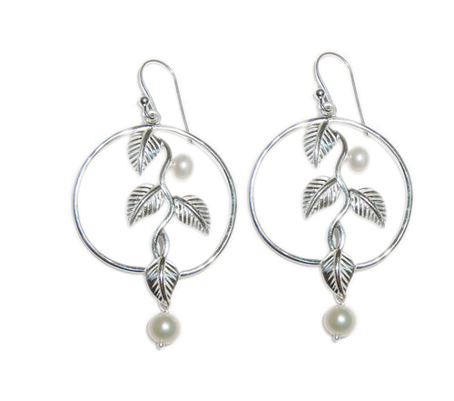 Silver Leaf Shaded Design Earring - Silver Material Elegant Leaf Motif | Perfect for Engagement Gift and Party