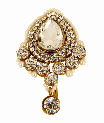 Adoreva Gold White Exclusive Design Alloy Stone Pearl Made Fashion Hair Pin For Women And Girls Weight: 13 Grams (G)