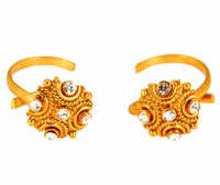 Sparkling Alloy Toe Ring - Gold And White Cz Stone Design | Perfect For Weddings, Parties, And Special Occasions