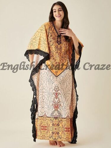 Polyester Printed Kaftans with Lace Manufacturers