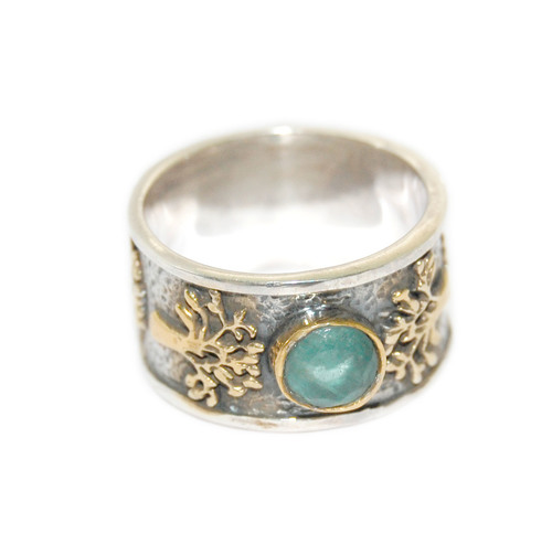 Two Tone Stylish Apatite Stone Ring