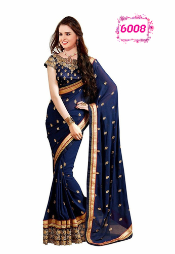 Navy Blue Bollywood Designer Party Wear Saree