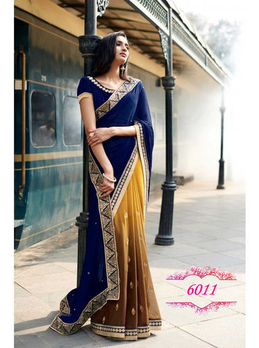 Blue Diwali Festival Offer Bollywood Designer Saree