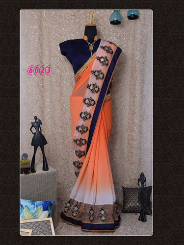 Orenge Sheded Bollywood Designer Party Wear Saree