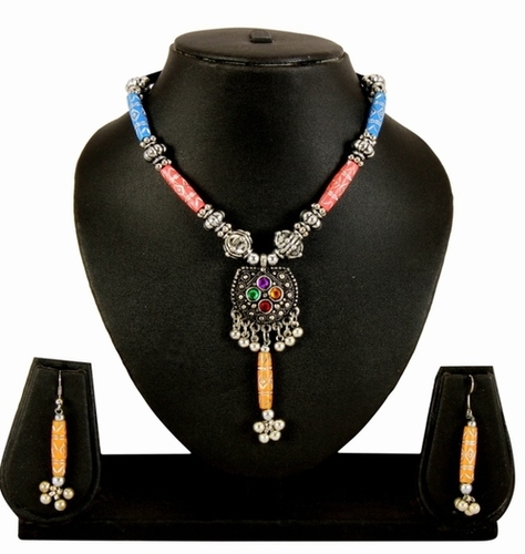 Adoreva Garba Navratri Multi-Colour Necklace Earrings Set For Women and Girls