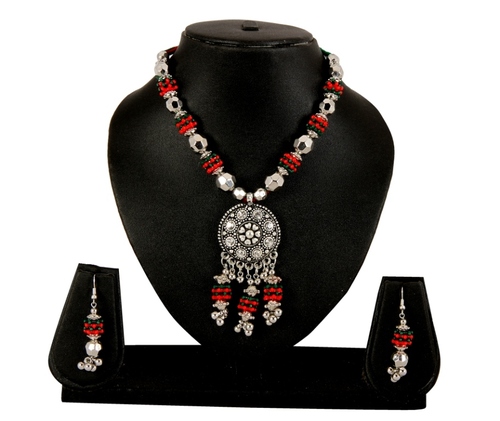 Adoreva Garba Navratri Multi-Colour Necklace Earrings Set For Women and Girls
