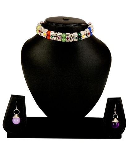 Adoreva Garba Navratri Multi-Colour Necklace Earrings Set For Women and Girls