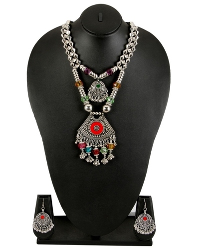 Adoreva Garba Navratri Multi-Colour Necklace Earrings Set For Women and Girls