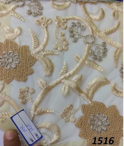 Embroidered Fabric - Cotton, White, Multi Color Thread and Sequins | Exceptionally Soft, Light in Weight, Washable, Attractive Design
