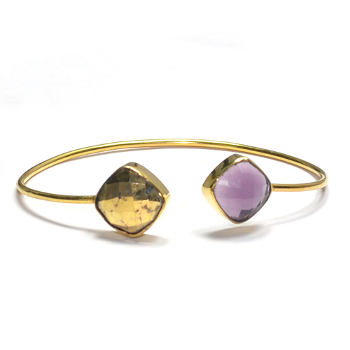 Amethyst with Pyrite Cushion 925 Sterling Sliver Bangles
