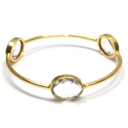 Crystal Oval 925 Sterling Sliver Bangles