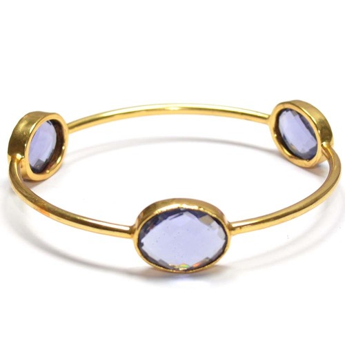 Iolite Hydro Oval 925 Sterling Sliver Bangle