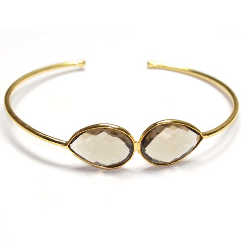 Smokey Quartz Pear 925 Sterling Sliver Bangles
