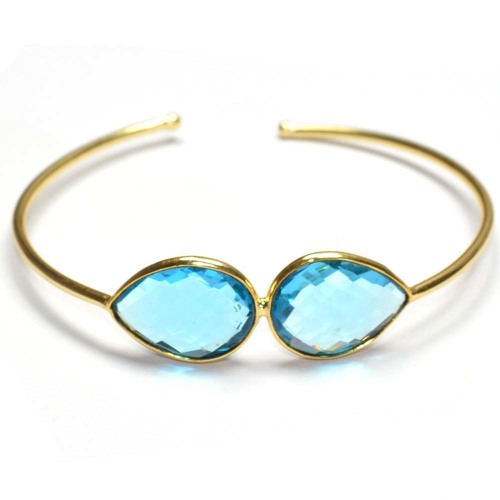 Blue Topaz Pear 925 Sterling Sliver Bangle
