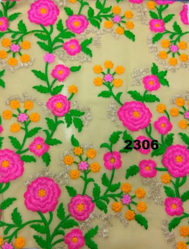 Multicolor Embroidered Fabric - Cotton Base, Lightweight and Quick Dry | Exceptionally Soft, Washable, Attractive Designs for Ethnic and Designer Wear