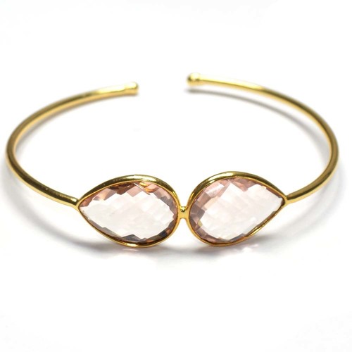 Pink Chalcedony Pear 925 Sterling Sliver Bangles