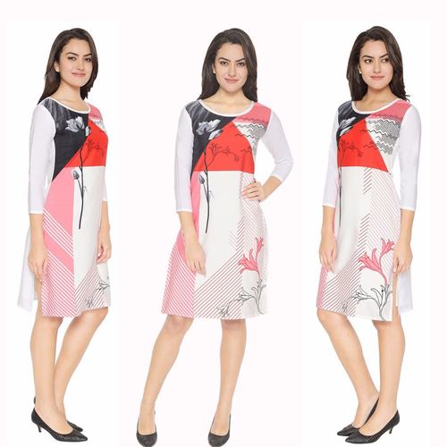 Red And White Printed Kurti