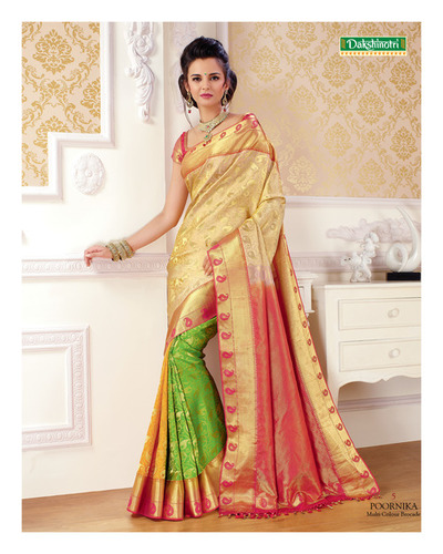 Multi Colour Brocade Silk Saree