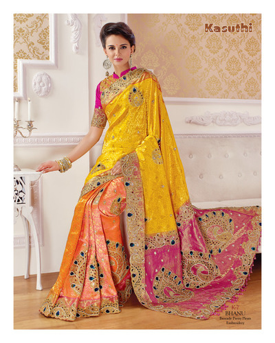 Pure Embroidered Silk Saree