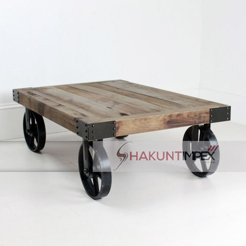 Industrial Coffee Table With Wheels