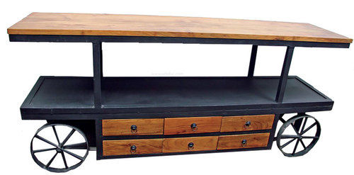 Wooden Chest of Drawers and Iron Industrial Tv and Media Console Unit