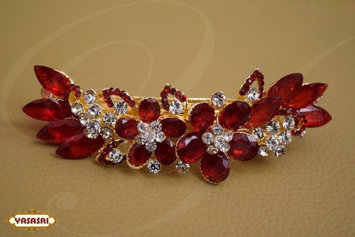 Red Ruby Stone Hair Clips