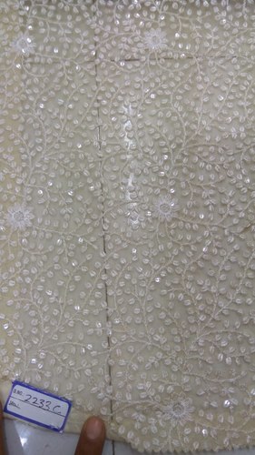 Embroidered Net Fabric - Multi Color Thread White Color | Exceptionally Soft Light in Weight Washable Fine Finish Attractive Design