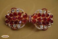 Golden Ruby Stone Hair Clips