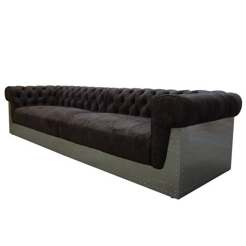 Leather Chesterfield Back Rolled  Armrest Aviation Sofa
