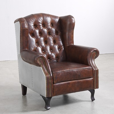 Full Grain Tufted Leather Seat Aviation  Chair