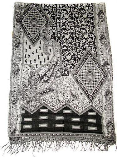 Stoles - Cotton Blend, 70x200 cm | Black and White Printed Design for Unisex Style