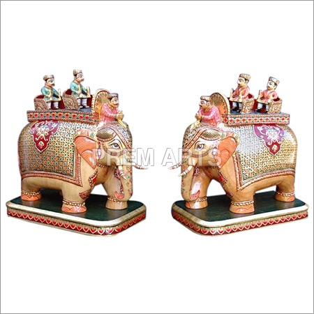 Decoration Wood Craft - Ambabari Elephant Pair