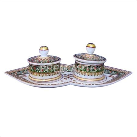 Marble Mouth Freshener Container - Ceramic, Polished Finish | Multi-Colored, Customized Design, Indian Handicraft, Perfect Home Decoration Gift