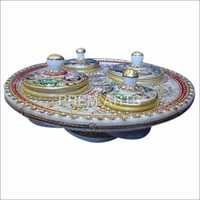 Marble Dry Fruit Container - Multi Color Stone, Antique Imitation & Folk Art Style, Enamel Painted & Polished For Home Decoration & Gifting