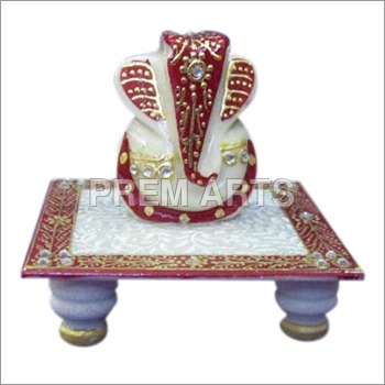 Marble Ganesh Statue - Multi Color Marble, 12x18 Inches | Antique Imitation, Folk Art, Enamel Coated for Home Decoration, Religious Activities