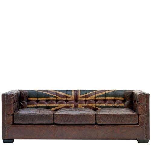 Union Jack Leather Chesterfield Sofa No Assembly Required