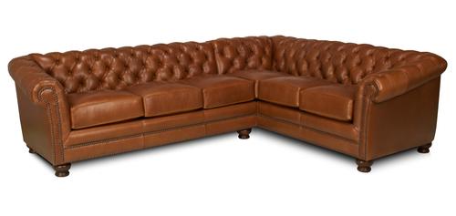 Chesterfield Rolled Arms Leather Sectional Sofa No Assembly Required