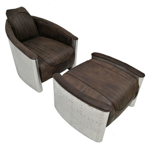 Aviation Spitfire Leather Chair with High Armrest