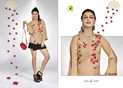 Embroiderd Crepe Designer Top
