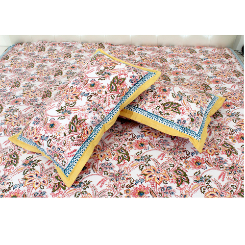 Fancy Double Bed Sheet - 100% Cotton, Printed Design | 2 Pillowcases, Ideal for Special Occasions