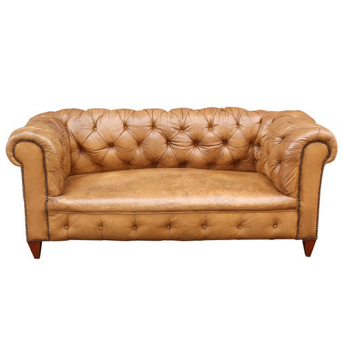 Chesterfield Rolled Arms & Back Leather Sofa